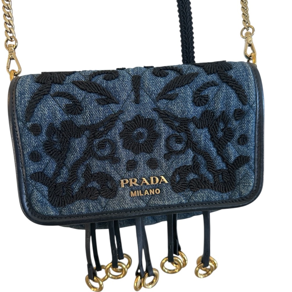 PRADA  Denim Corsaire Waist / Crossbody Bag 2017 Collection RARE Authentic- Dust - Picture 4 of 16